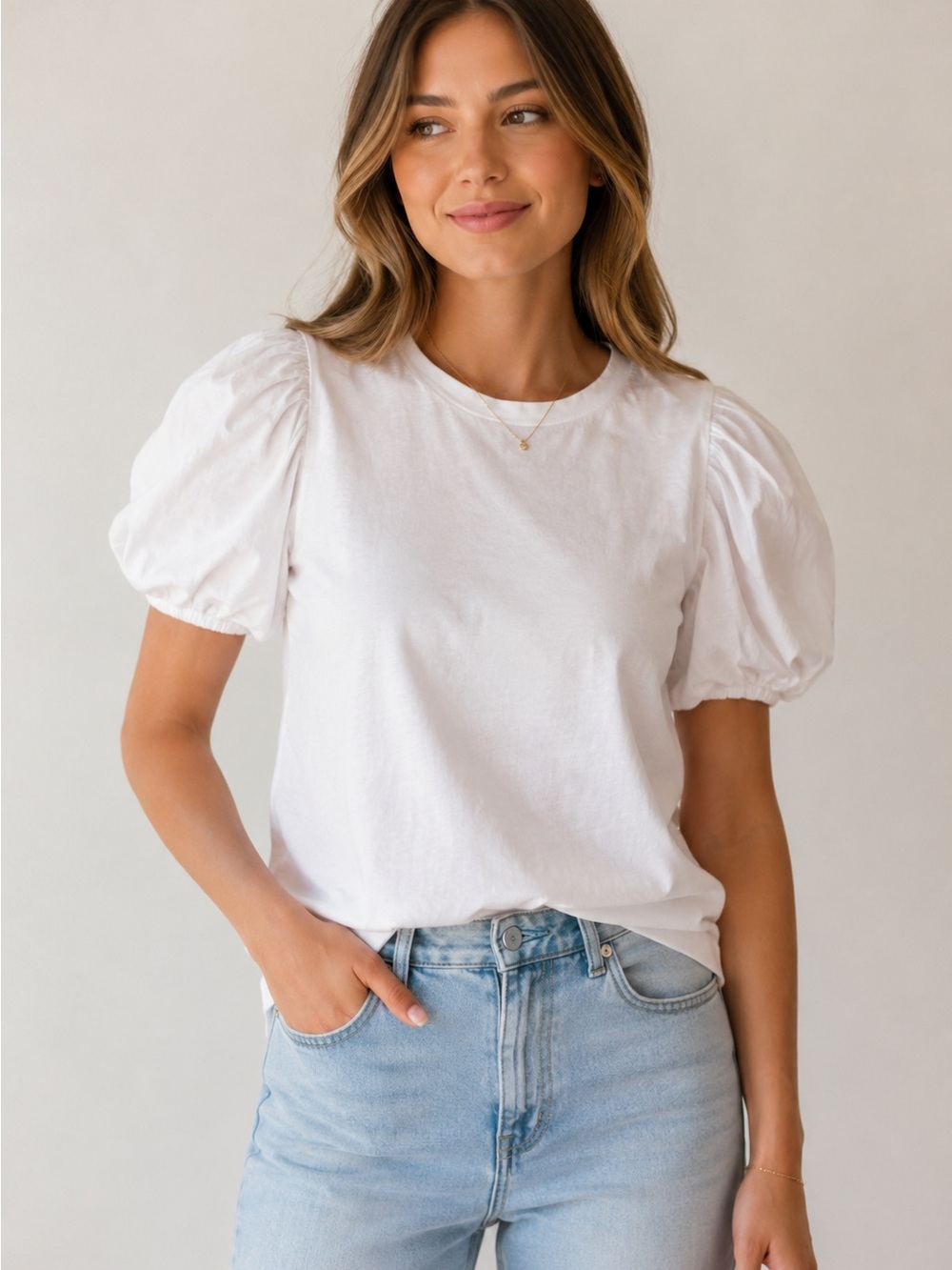 Workshop Casual Breathable Boho Cottagecore
Chic White Puff Sleeve Top Size S.